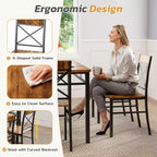 Zevemomo Ensemble table et chaises de salle à manger 7 pièces, ensemble de table de cuisine et 6 chaises avec dossier incurvé pour cuisine et salon, style ferme, marron