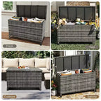 COZONY Coffre de rangement d'extérieur avec roulettes, coffre de rangement en rotin PE étanche, grand conteneur de rangement de jardin pour patio, piscine, jardin.