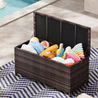 COZONY Coffre de rangement d'extérieur avec roulettes, coffre de rangement en rotin PE étanche, grand conteneur de rangement de jardin pour patio, piscine, jardin.