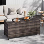 COZONY Coffre de rangement d'extérieur avec roulettes, coffre de rangement en rotin PE étanche, grand conteneur de rangement de jardin pour patio, piscine, jardin.