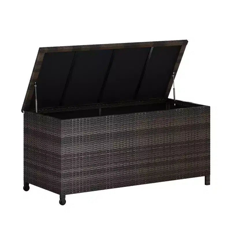 COZONY Coffre de rangement d'extérieur avec roulettes, coffre de rangement en rotin PE étanche, grand conteneur de rangement de jardin pour patio, piscine, jardin.