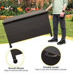 COZONY Coffre de rangement d'extérieur avec roulettes, coffre de rangement en rotin PE étanche, grand conteneur de rangement de jardin pour patio, piscine, jardin.