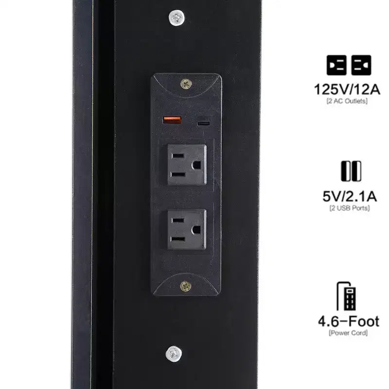 Coiffeuse de luxe de 37 pouces avec miroir LED coulissant, rangement organisé, hub d'alimentation intégré, support pour sèche-cheveux et tabouret assorti pour chambre à coucher