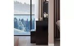 Coiffeuse de maquillage naturelle de 104 cm avec miroir LED tactile, armoire de rangement, meuble latéral et tabouret assorti pour chambre à coucher