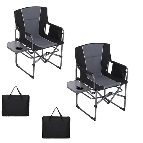 Acekool 2 Pack Oversized High-Back Folding Director's Chairs with Cup Holder & Mesh for Camping, Beach, Backyard, 330lb Capacity