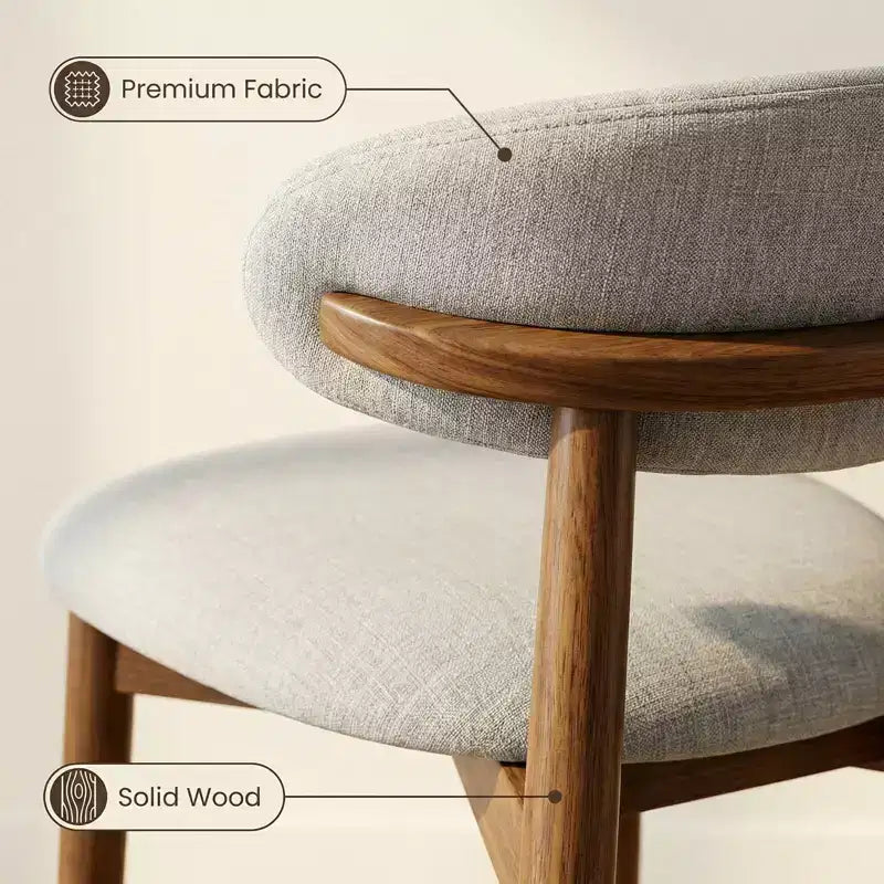 Chaise de salle à manger GDFStudio Semah moderne en bois massif avec dossier incurvé et revêtement en lin (lot de 2)