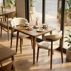 Chaise de salle à manger GDFStudio Semah moderne en bois massif avec dossier incurvé et revêtement en lin (lot de 2)