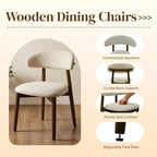 Chaise de salle à manger GDFStudio Semah moderne en bois massif avec dossier incurvé et revêtement en lin (lot de 2)