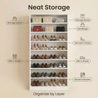 Meuble à chaussures haut GDFStudio Cilou à 9 niveaux avec étagères réglables