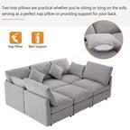 86.6 Canapé Sectionnel Canapé Modulable Canapé-lit Canapé en L avec un Pouf Mobile et Deux Ports USB