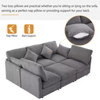 86.6 Canapé Sectionnel Canapé Modulable Canapé-lit Canapé en L avec un Pouf Mobile et Deux Ports USB