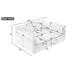 86.6 Canapé Sectionnel Canapé Modulable Canapé-lit Canapé en L avec un Pouf Mobile et Deux Ports USB