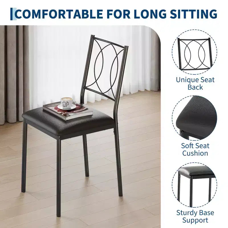 Ensemble de salle à manger 5 pièces peu encombrant, meubles de cuisine de ferme, chaises rembourrées, compact et facile à nettoyer, idéal pour les petits appartements, couleur vintage