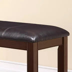 Banc de salle à manger GDFStudio Dawson style ferme en bois à hauteur de comptoir, avec coussin d'assise rembourré en similicuir et repose-pieds.