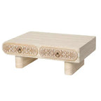 Table basse GDFStudio Amal à bords arrondis modernes avec tiroir floral