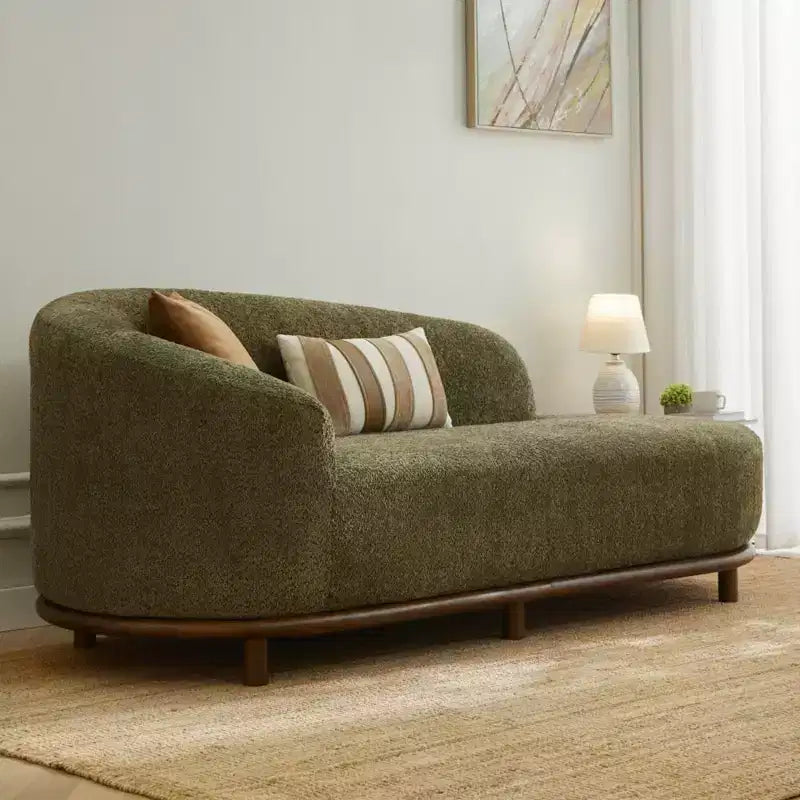 Christopher Knight Home Farid Chaise longue moderne en bois d'hévéa et tissu bouclé