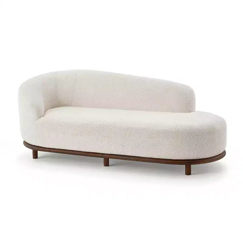 Christopher Knight Home Farid Chaise longue moderne en bois d'hévéa et tissu bouclé