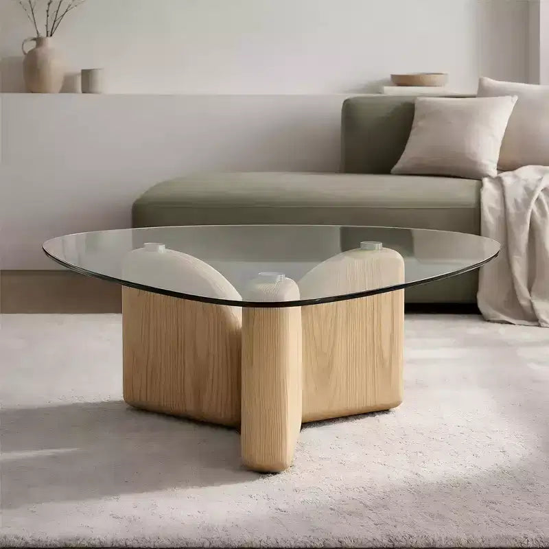 Table basse Christopher Knight Home Stefan moderne en verre triangulaire et béton léger