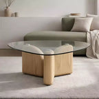 Table basse Christopher Knight Home Stefan moderne en verre triangulaire et béton léger