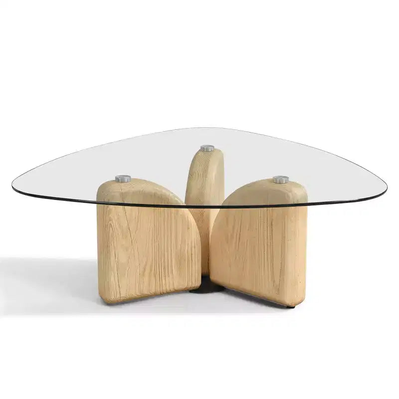 Table basse Christopher Knight Home Stefan moderne en verre triangulaire et béton léger