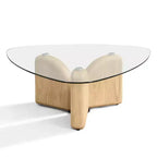 Table basse Christopher Knight Home Stefan moderne en verre triangulaire et béton léger