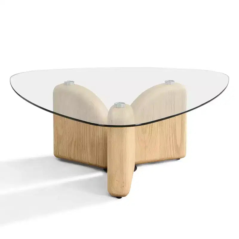 Table basse Christopher Knight Home Stefan moderne en verre triangulaire et béton léger