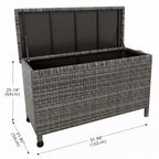 Acekool Coffre de rangement en rotin avec roulettes, couvercle en PP et doublure zippée, pour patio, piscine, jardin
