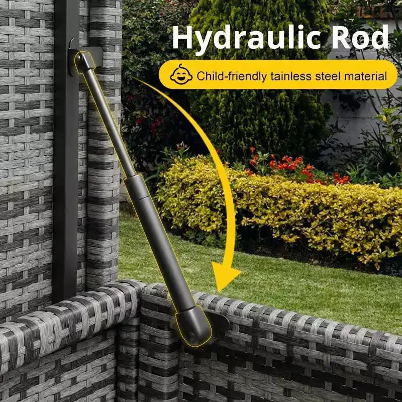 Acekool Coffre de rangement en rotin avec roulettes, couvercle en PP et doublure zippée, pour patio, piscine, jardin