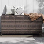 Acekool Coffre de rangement en rotin avec roulettes, couvercle en PP et doublure zippée, pour patio, piscine, jardin