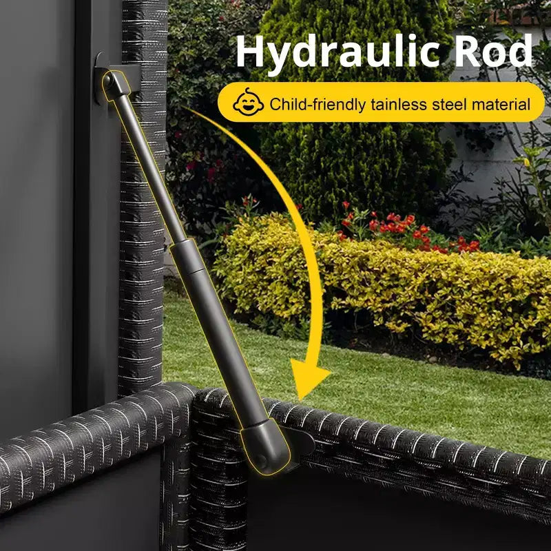 Acekool Coffre de rangement en rotin avec roulettes, couvercle en PP et doublure zippée, pour patio, piscine, jardin