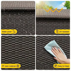 Acekool Coffre de rangement en rotin avec roulettes, couvercle en PP et doublure zippée, pour patio, piscine, jardin
