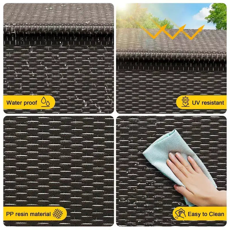 Acekool Coffre de rangement en rotin avec roulettes, couvercle en PP et doublure zippée, pour patio, piscine, jardin