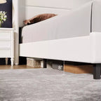 Coolmee Lit plateforme rembourré en velours avec tête de lit touffetée à oreilles, lattes en bois robustes, aucun sommier tapissier requis, assemblage facile