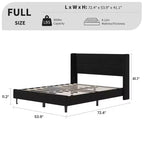 Coolmee Lit plateforme rembourré en velours avec tête de lit touffetée à oreilles, lattes en bois robustes, aucun sommier tapissier requis, assemblage facile