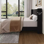 Coolmee Lit plateforme rembourré en velours avec tête de lit touffetée à oreilles, lattes en bois robustes, aucun sommier tapissier requis, assemblage facile
