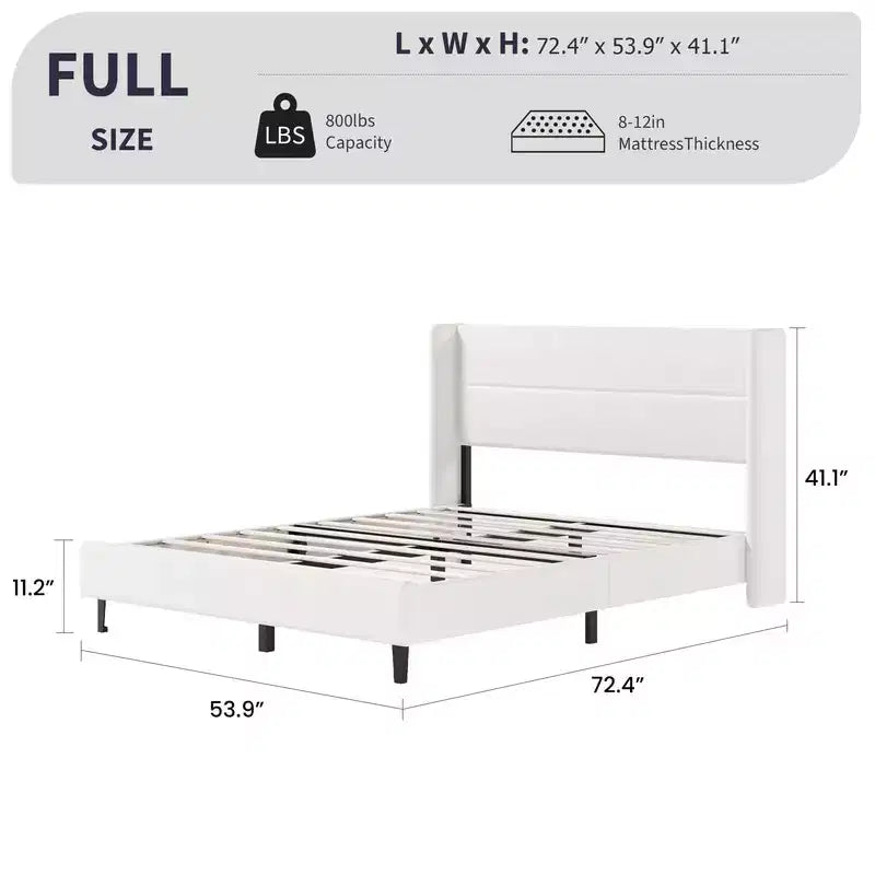 Coolmee Lit plateforme rembourré en velours avec tête de lit touffetée à oreilles, lattes en bois robustes, aucun sommier tapissier requis, assemblage facile