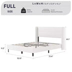 Coolmee Lit plateforme rembourré en velours avec tête de lit touffetée à oreilles, lattes en bois robustes, aucun sommier tapissier requis, assemblage facile