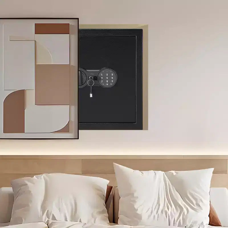 Coffre-fort numérique ignifuge et étanche avec double serrure à clé - Boîte de sécurité en acier robuste pour le rangement à la maison et au bureau, montage mural possible