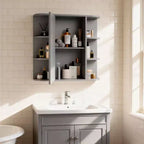Bathroom Wall Cabinet with Mirror Door and 3 Shelves