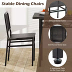 Costway Ensemble Table et Chaises de Salle à Manger Rectangulaire 3 Pièces Coin Repas en Bois avec Étagère de Rangement Gris et Noir