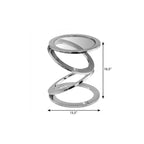 Table d'appoint ronde abstraite HomeRoots 17 en verre clair et aluminium argenté