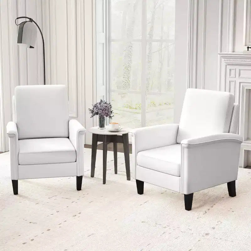Costway Fauteuil d'appoint floral 1/2 pièce avec pieds en bois massif et dossier haut Coussins épais et confortables Bleu/Beige