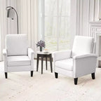 Costway Fauteuil d'appoint floral 1/2 pièce avec pieds en bois massif et dossier haut Coussins épais et confortables Bleu/Beige