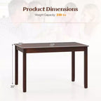 Costway Table à manger rectangulaire en bois de cerisier pour 4 personnes avec pieds en bois d'hévéa