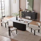 Table Basse Ronde en Faux Marbre Beige - Dessus en Pierre Frittée de 33 po et Base en Bois Massif, Table Basse de Style Moderne pour Salon - Morden Fort