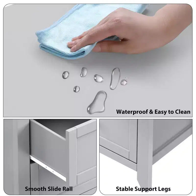 Commode à 7 tiroirs pour chambre à coucher, commode en bois de 54 po de large avec poignées en métal, organisateur de rangement pour vêtements, meuble TV pour entrée, chambre à coucher