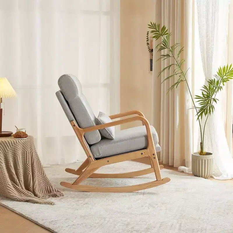 Fauteuil à bascule rembourré gris Karl Home