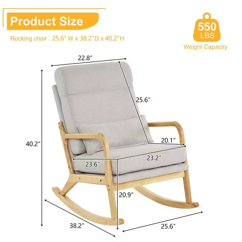Fauteuil à bascule rembourré gris Karl Home