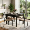MAYEERTY 39.4 Square Rustic Brown Dining Table, Cracked Oak Top Solid Wood Legs Multiuse Table