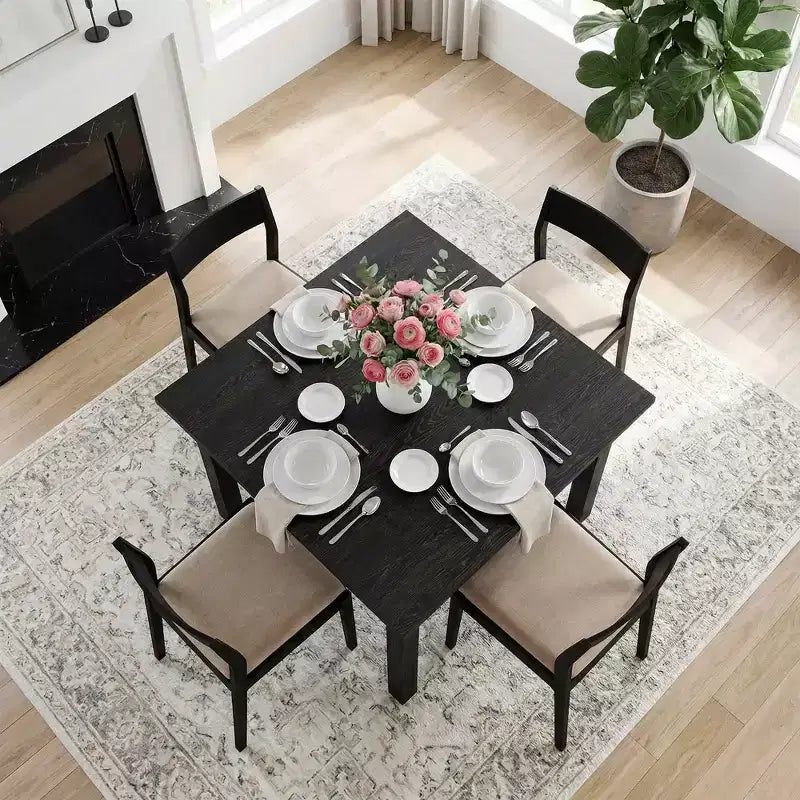 MAYEERTY Table à manger rustique marron de 39,4 po, plateau en chêne fissuré, pieds en bois massif, table polyvalente